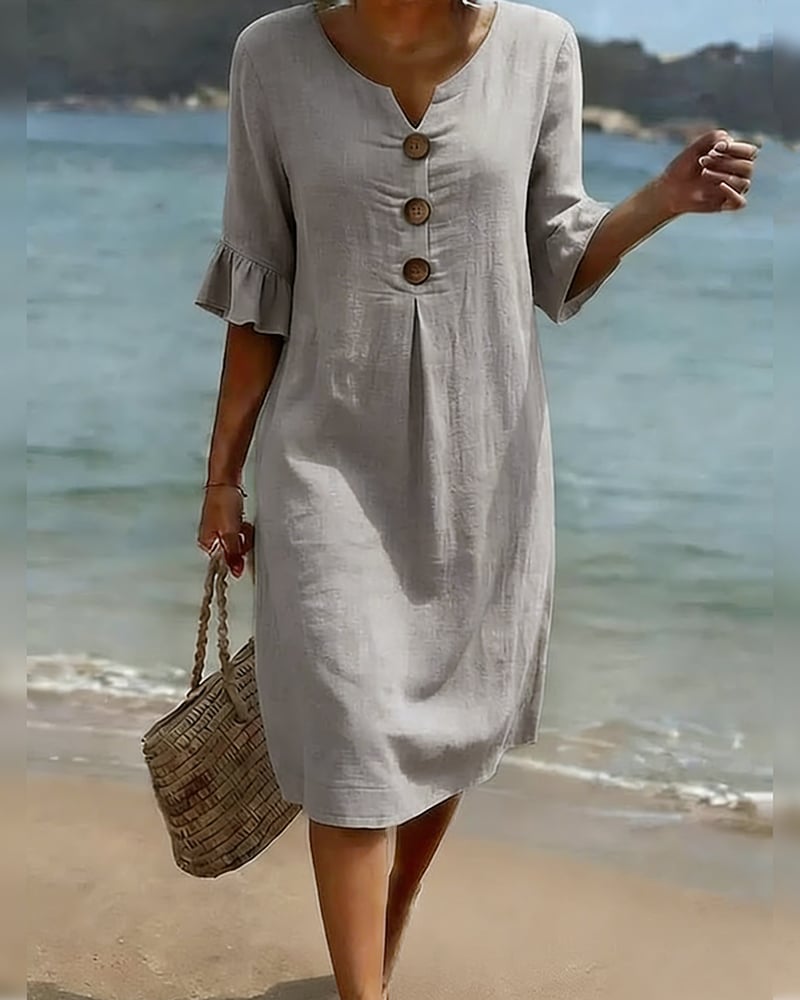 Cotélia™ | Cotton Button Detail Dress