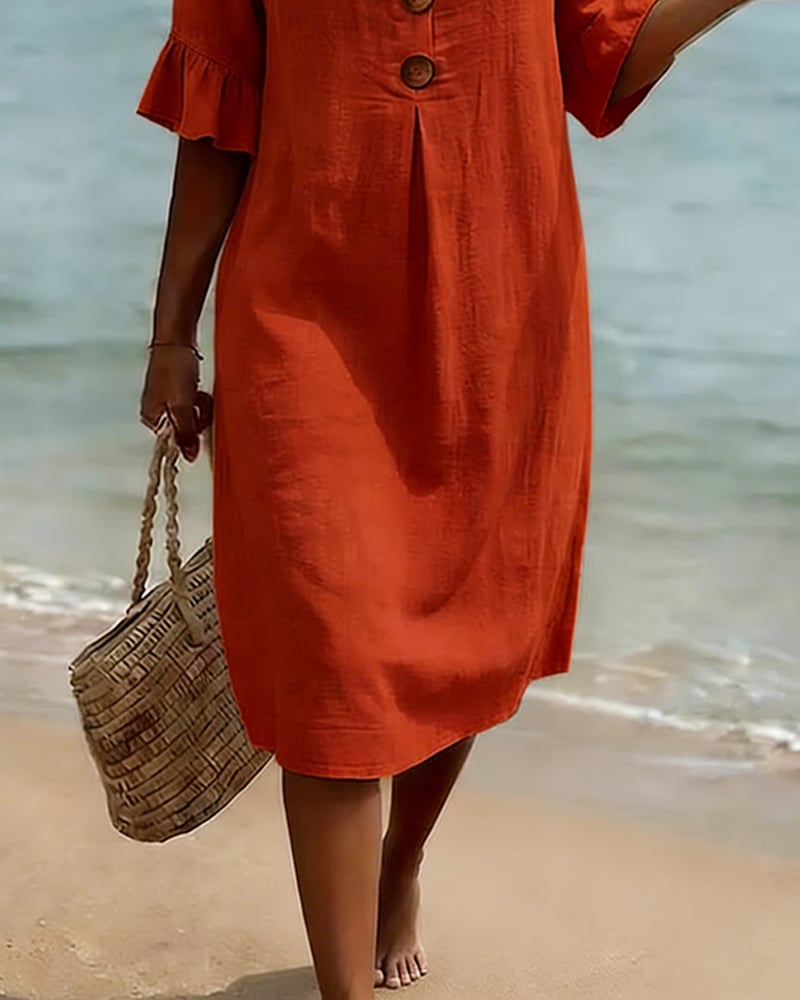 Cotélia™ | Cotton Button Detail Dress