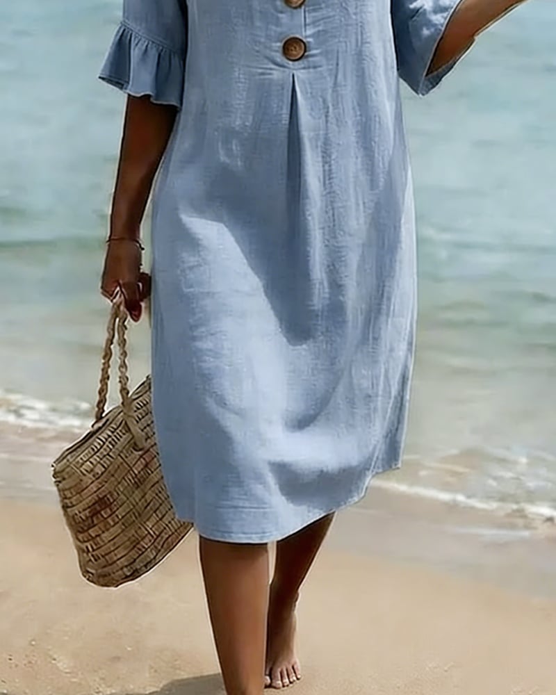 Cotélia™ | Cotton Button Detail Dress