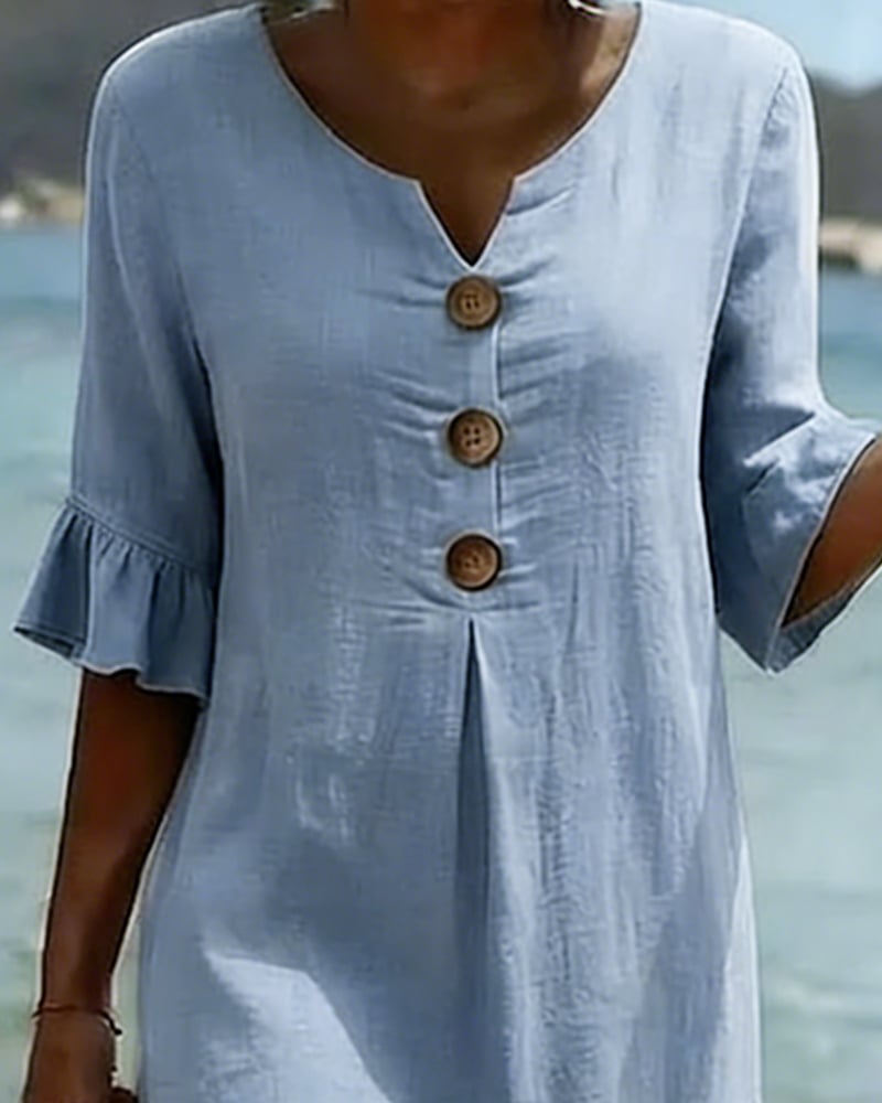Cotélia™ | Cotton Button Detail Dress