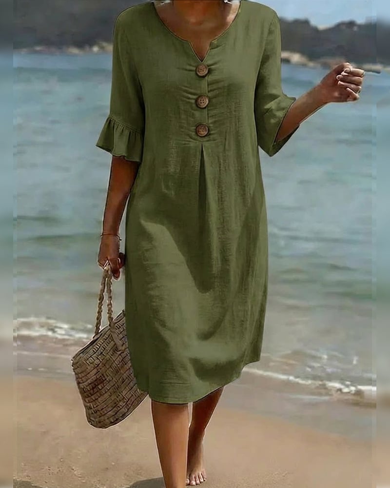 Cotélia™ | Cotton Button Detail Dress