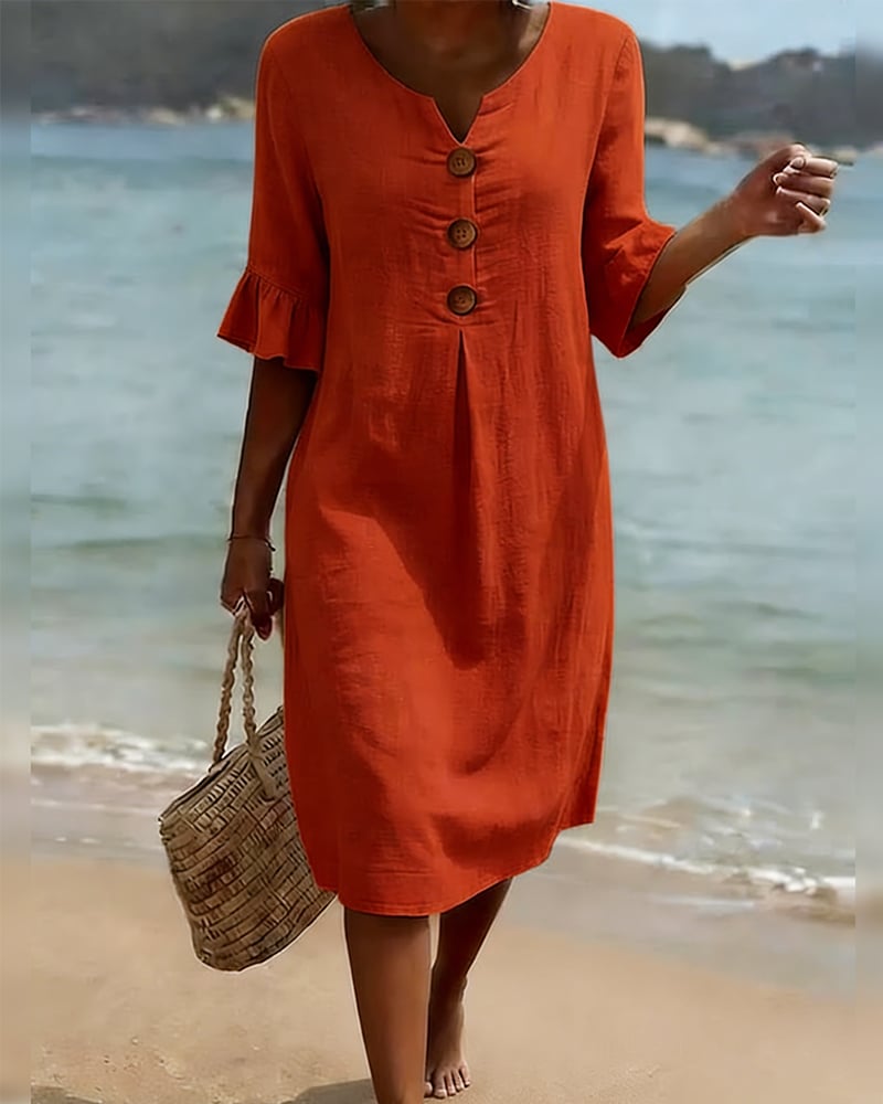 Cotélia™ | Cotton Button Detail Dress
