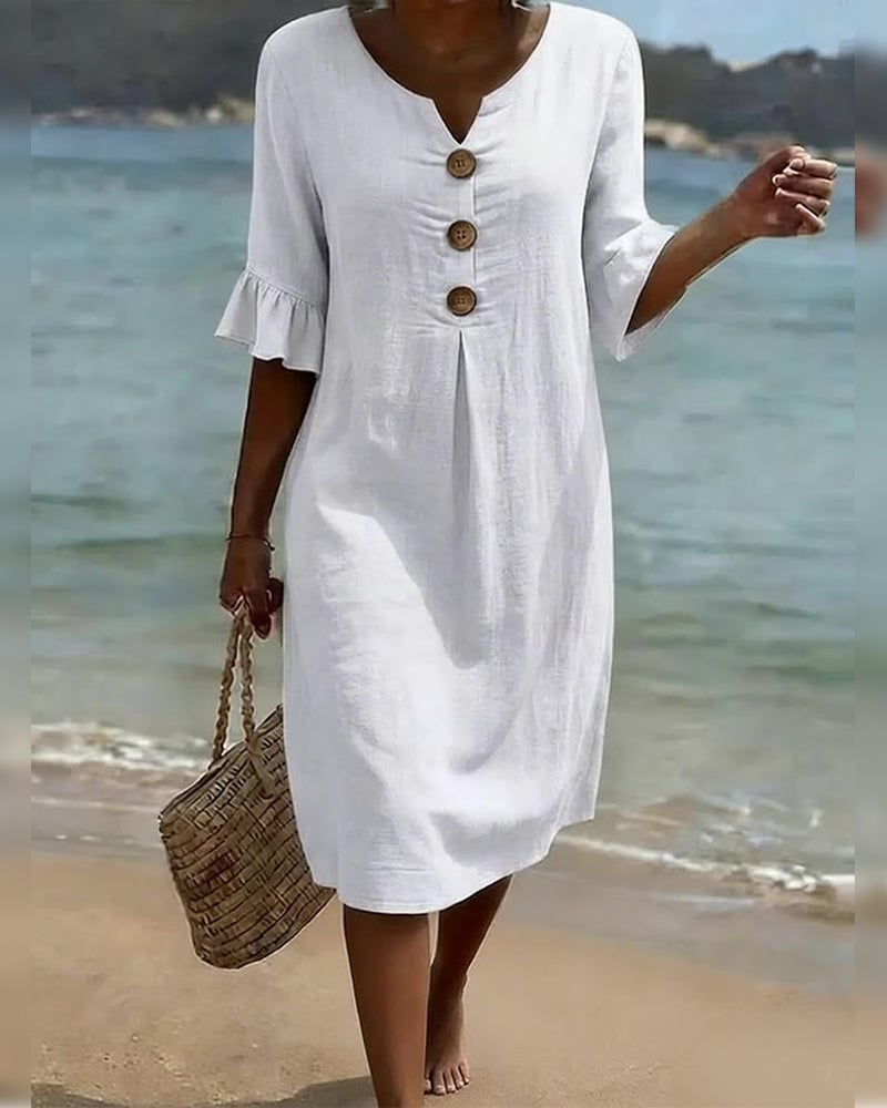 Cotélia™ | Cotton Button Detail Dress