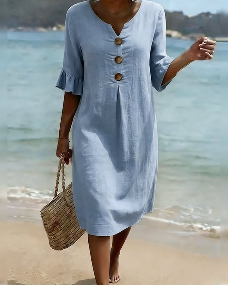 Cotélia™ | Cotton Button Detail Dress
