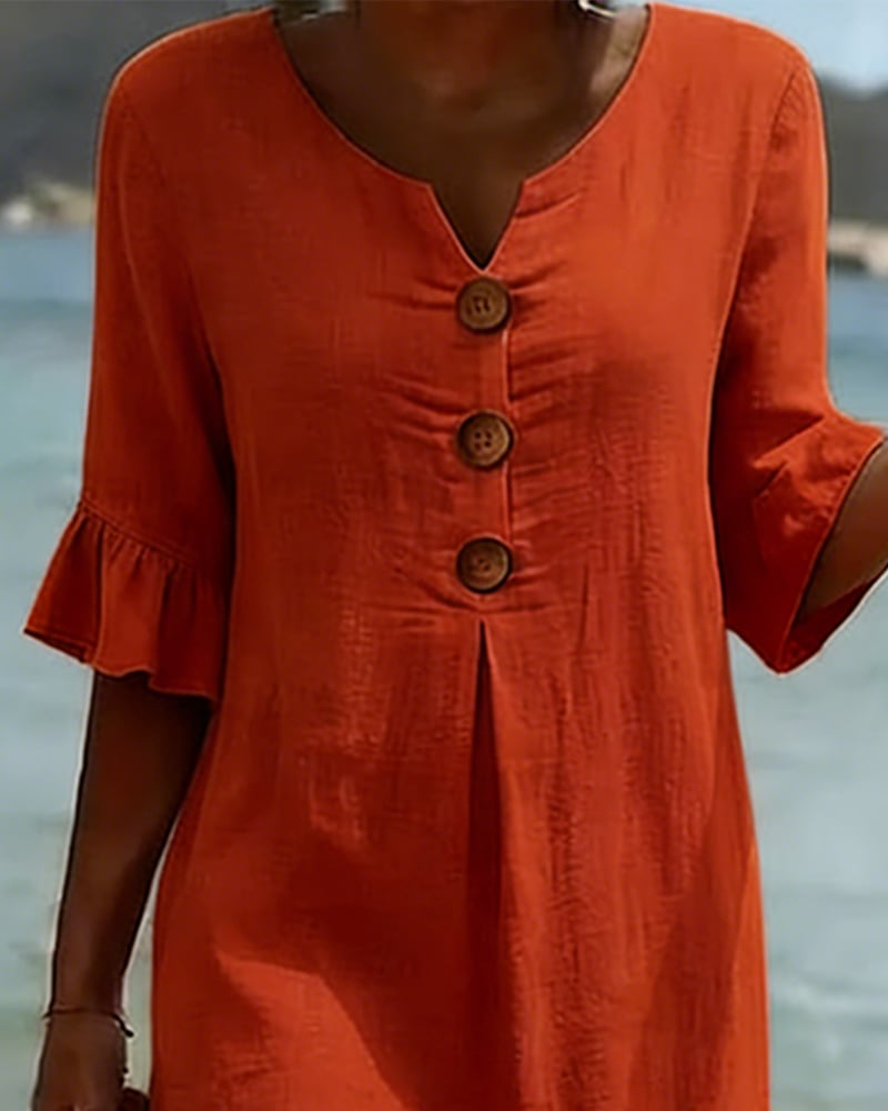 Cotélia™ | Cotton Button Detail Dress
