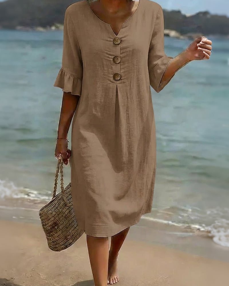 Cotélia™ | Cotton Button Detail Dress