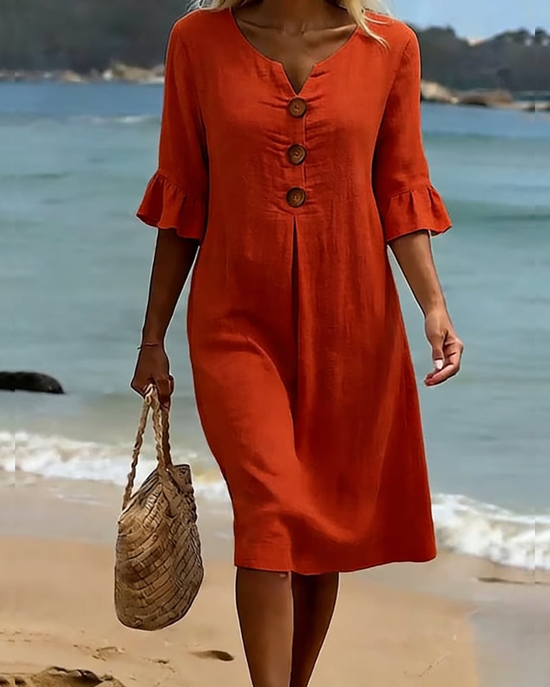 Cotélia™ | Cotton Button Detail Dress