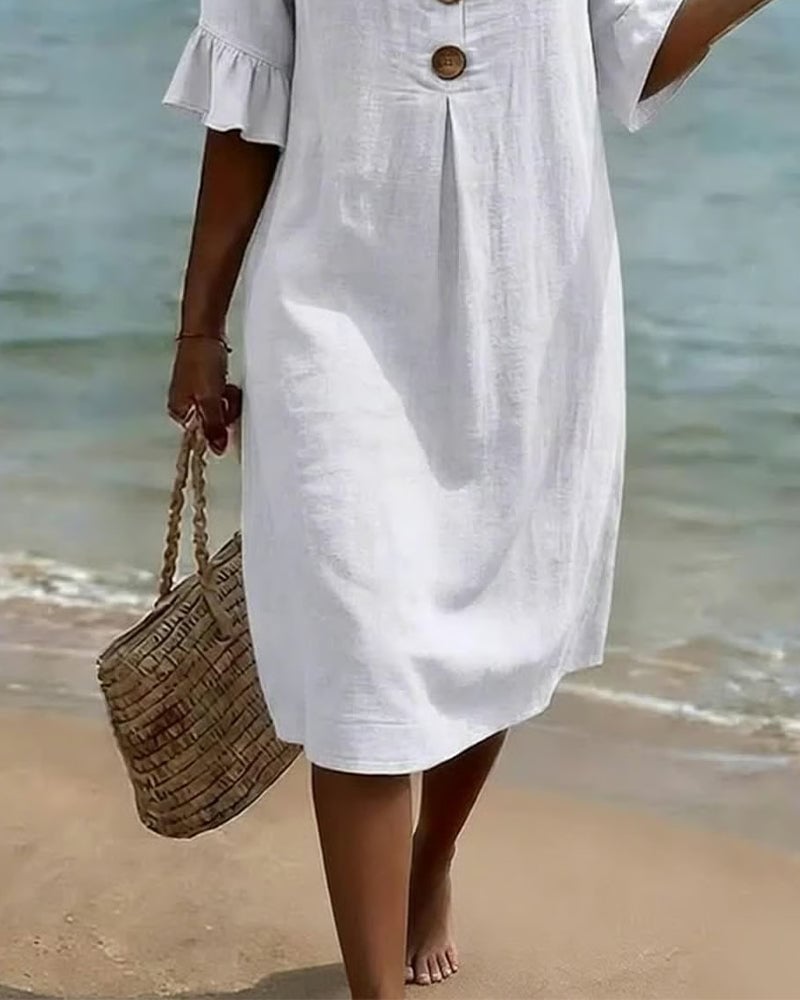 Cotélia™ | Cotton Button Detail Dress