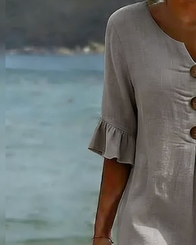 Cotélia™ | Cotton Button Detail Dress